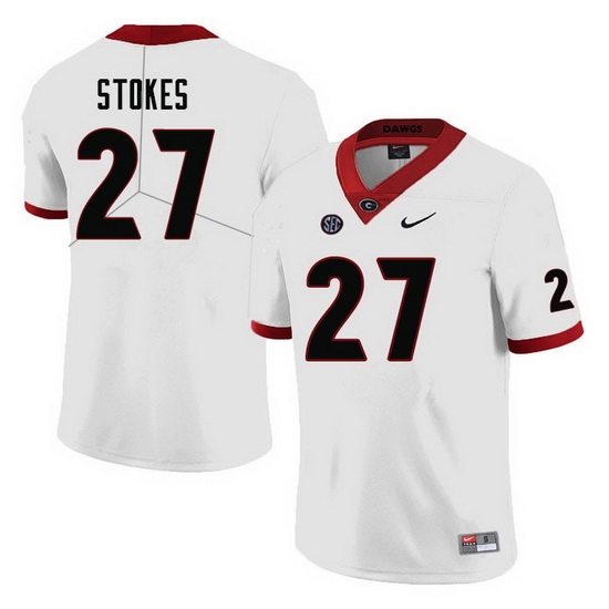 Men #27 Eric Stokes Georgia Bulldogs College Football Jerseys-White Men #27 Eric Stokes Georgia Bulldogs College Football Jerseys-White