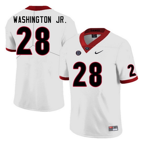 Men #28 Marcus Washington Jr. Georgia Bulldogs College Football Jerseys Sale-White Men #28 Marcus Washington Jr. Georgia Bulldogs College Football Jerseys Sale-White
