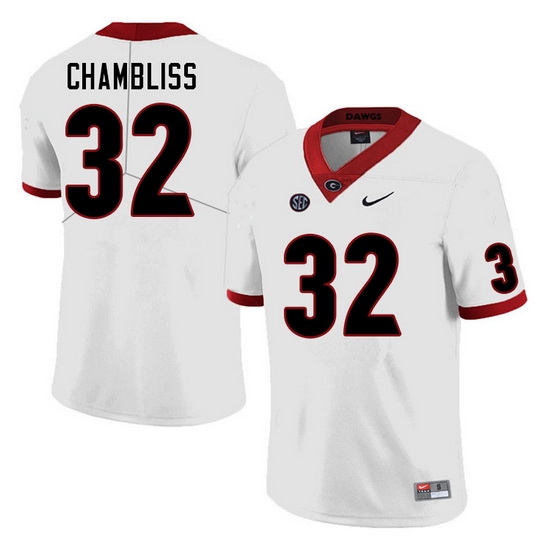 Men #32 Chaz Chambliss Georgia Bulldogs College Football Jerseys Sale-White Men #32 Chaz Chambliss Georgia Bulldogs College Football Jerseys Sale-White