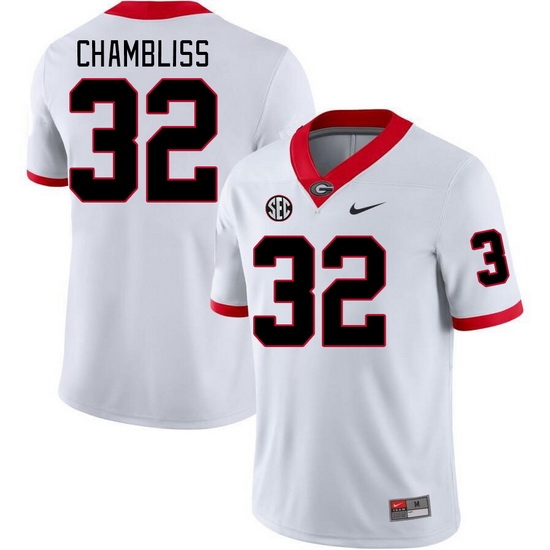 Men #32 Chaz Chambliss Georgia Bulldogs College Football Jerseys Stitched-White Men #32 Chaz Chambliss Georgia Bulldogs College Football Jerseys Stitched-White