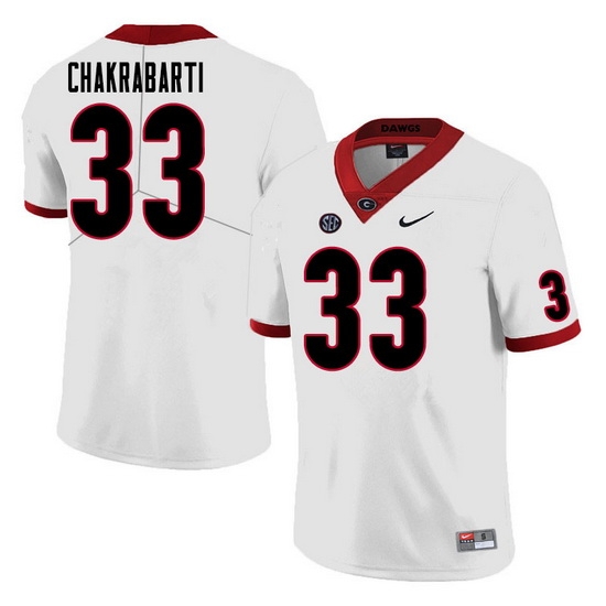 Men #33 Kaustov Chakrabarti Georgia Bulldogs College Football Jerseys Sale-White Men #33 Kaustov Chakrabarti Georgia Bulldogs College Football Jerseys Sale-White