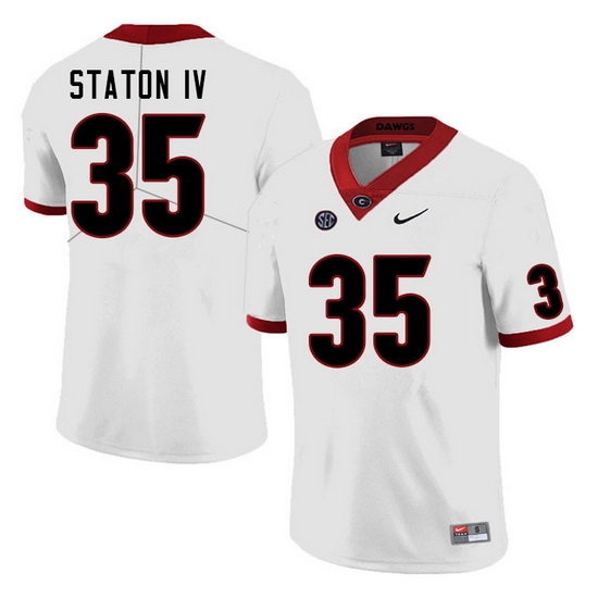 Men #35 John Staton IV Georgia Bulldogs College Football Jerseys Sale-White Men #35 John Staton IV Georgia Bulldogs College Football Jerseys Sale-White
