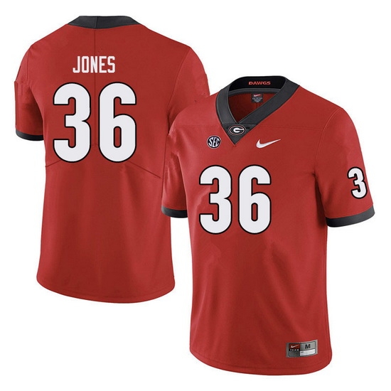 Men #36 Garrett Jones Georgia Bulldogs College Football Jerseys red Men #36 Garrett Jones Georgia Bulldogs College Football Jerseys red