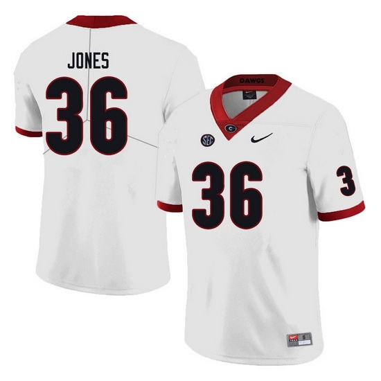 Men #36 Garrett Jones Georgia Bulldogs College Football Jerseys white Men #36 Garrett Jones Georgia Bulldogs College Football Jerseys white