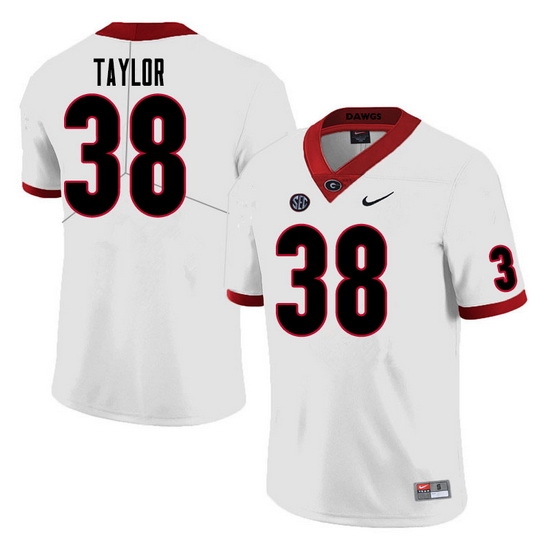 Men #38 Patrick Taylor Georgia Bulldogs College Football Jerseys Sale-White Men #38 Patrick Taylor Georgia Bulldogs College Football Jerseys Sale-White