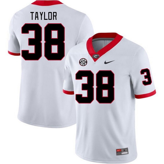 Men #38 Patrick Taylor Georgia Bulldogs College Football Jerseys Stitched-White Men #38 Patrick Taylor Georgia Bulldogs College Football Jerseys Stitched-White
