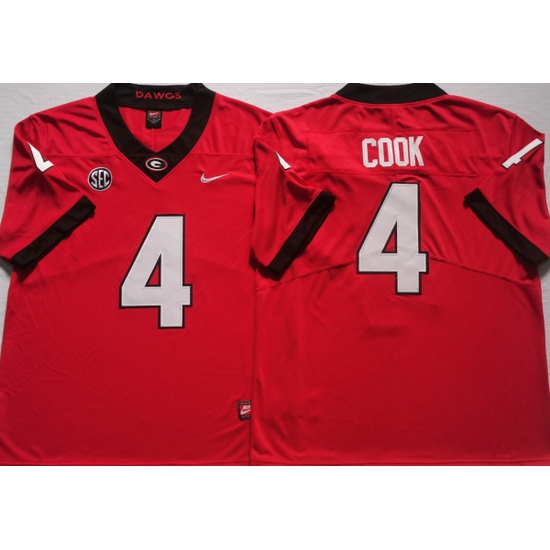 Men #4 James Cook Georgia Bulldogs College Football Jerseys red Men #4 James Cook Georgia Bulldogs College Football Jerseys red