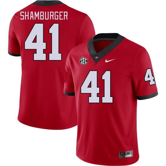 Men #41 Denton Shamburger Georgia Bulldogs College Football Jerseys Stitched-Red Men #41 Denton Shamburger Georgia Bulldogs College Football Jerseys Stitched-Red