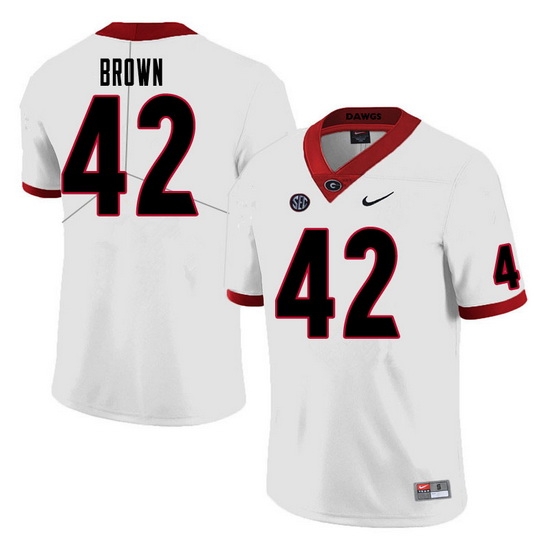 Men #42 Matthew Brown Georgia Bulldogs College Football Jerseys Sale-White Men #42 Matthew Brown Georgia Bulldogs College Football Jerseys Sale-White