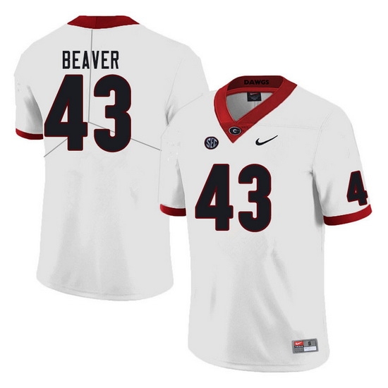 Men #43 Tyler Beaver Georgia Bulldogs College Football Jerseys Sale-White Men #43 Tyler Beaver Georgia Bulldogs College Football Jerseys Sale-White