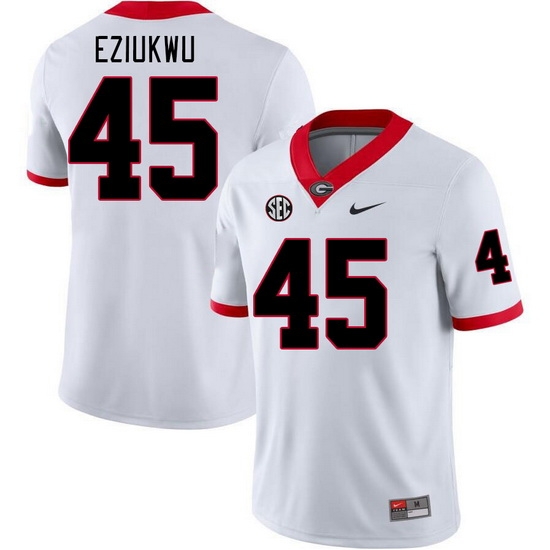 Men #45 Austine Eziukwu Georgia Bulldogs College Football Jerseys Stitched-White Men #45 Austine Eziukwu Georgia Bulldogs College Football Jerseys Stitched-White