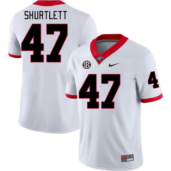 Men #47 Sam Shurtlett Georgia Bulldogs College Football Jerseys Stitched-White Men #47 Sam Shurtlett Georgia Bulldogs College Football Jerseys Stitched-White