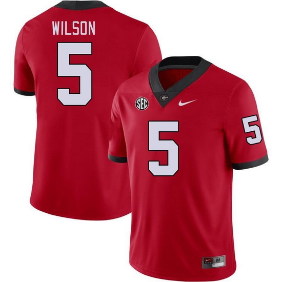 Men #5 Raylen Wilson Georgia Bulldogs College Football Jerseys Stitched-Red Men #5 Raylen Wilson Georgia Bulldogs College Football Jerseys Stitched-Red