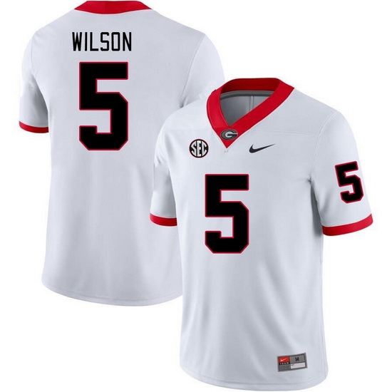 Men #5 Raylen Wilson Georgia Bulldogs College Football Jerseys Stitched-White Men #5 Raylen Wilson Georgia Bulldogs College Football Jerseys Stitched-White