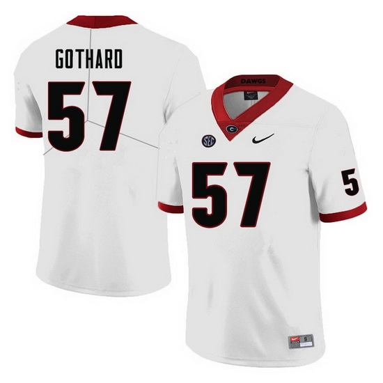 Men #57 Daniel Gothard Georgia Bulldogs College Football Jerseys-White Men #57 Daniel Gothard Georgia Bulldogs College Football Jerseys-White