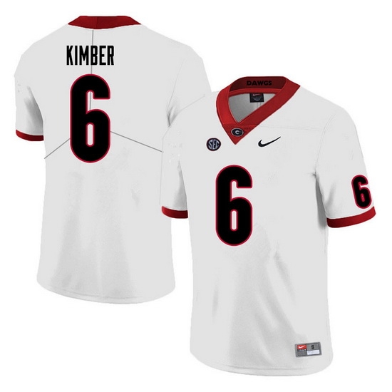 Men #6 Jalen Kimber Georgia Bulldogs College Football Jerseys Sale-White Men #6 Jalen Kimber Georgia Bulldogs College Football Jerseys Sale-White