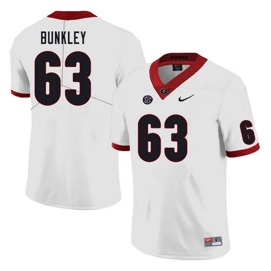 Men #63 Brandon Bunkley Georgia Bulldogs College Football Jerseys Sale-White Men #63 Brandon Bunkley Georgia Bulldogs College Football Jerseys Sale-White