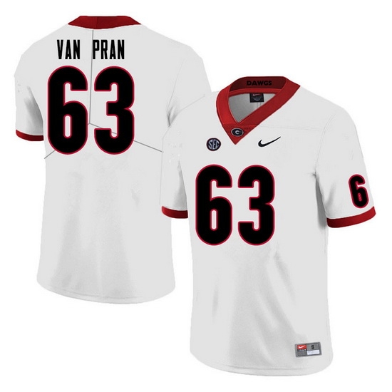 Men #63 Sedrick Van Pran Georgia Bulldogs College Football Jerseys Sale-White Men #63 Sedrick Van Pran Georgia Bulldogs College Football Jerseys Sale-White