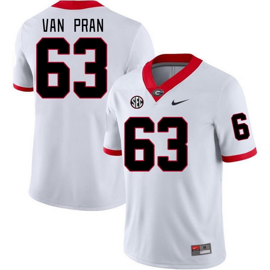Men #63 Sedrick Van Pran Georgia Bulldogs College Football Jerseys Stitched-White Men #63 Sedrick Van Pran Georgia Bulldogs College Football Jerseys Stitched-White