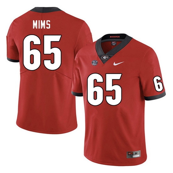 Men #65 Amarius Mims Georgia Bulldogs College Football Jerseys Sale-Red Men #65 Amarius Mims Georgia Bulldogs College Football Jerseys Sale-Red