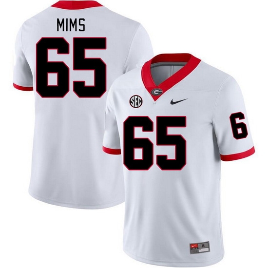 Men #65 Amarius Mims Georgia Bulldogs College Football Jerseys Stitched-White Men #65 Amarius Mims Georgia Bulldogs College Football Jerseys Stitched-White