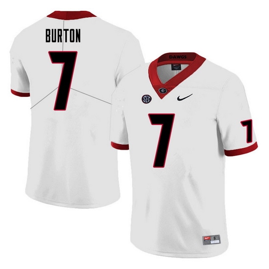 Men #7 Jermaine Burton Georgia Bulldogs College Football Jerseys Sale-White Men #7 Jermaine Burton Georgia Bulldogs College Football Jerseys Sale-White