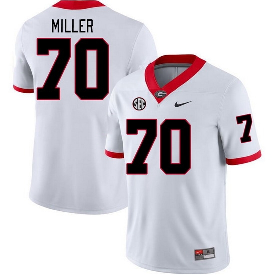 Men #70 Joshua Miller Georgia Bulldogs College Football Jerseys Stitched-White Men #70 Joshua Miller Georgia Bulldogs College Football Jerseys Stitched-White