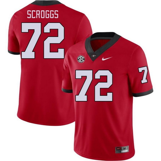 Men #72 Griffin Scroggs Georgia Bulldogs College Football Jerseys Stitched-Red Men #72 Griffin Scroggs Georgia Bulldogs College Football Jerseys Stitched-Red
