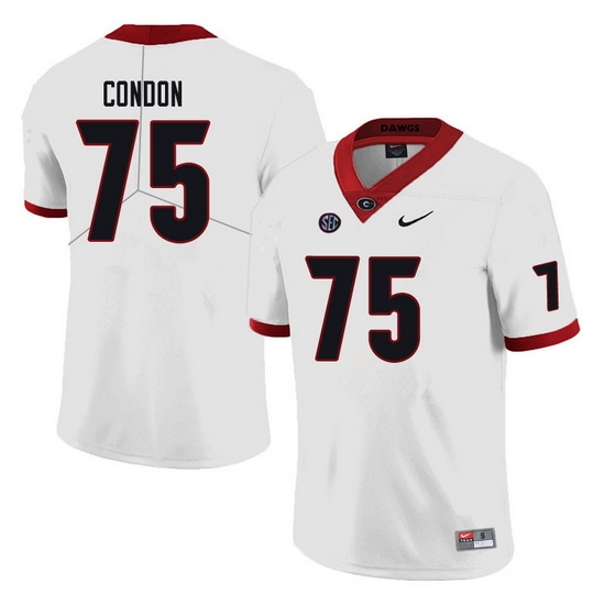 Men #75 Owen Condon Georgia Bulldogs College Football Jerseys Sale-white Men #75 Owen Condon Georgia Bulldogs College Football Jerseys Sale-white