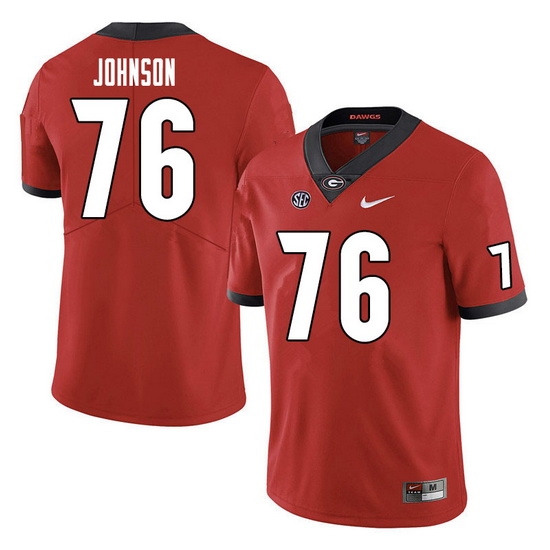 Men #76 Miles Johnson Georgia Bulldogs College Football Jerseys Sale-Red Men #76 Miles Johnson Georgia Bulldogs College Football Jerseys Sale-Red