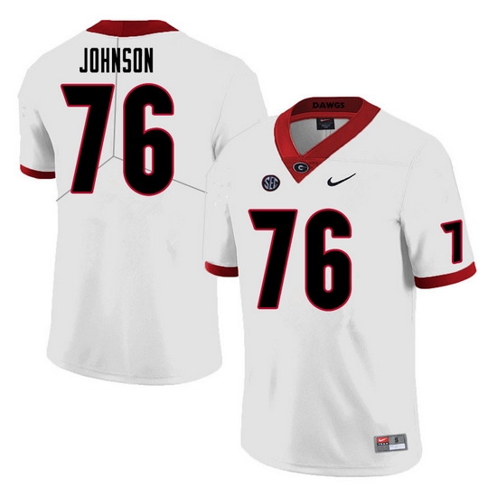 Men #76 Miles Johnson Georgia Bulldogs College Football Jerseys Sale-White Men #76 Miles Johnson Georgia Bulldogs College Football Jerseys Sale-White