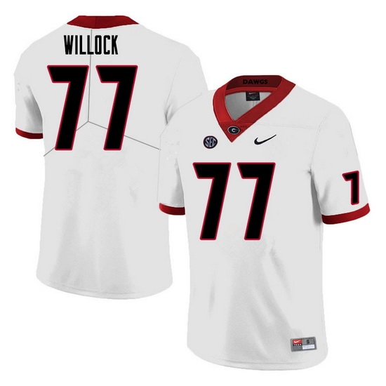 Men #77 Devin Willock Georgia Bulldogs College Football Jerseys Sale-White Men #77 Devin Willock Georgia Bulldogs College Football Jerseys Sale-White