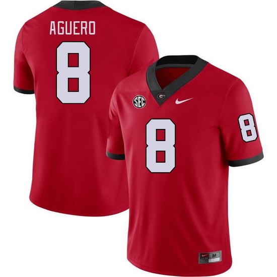 Men #8 Joenel Aguero Georgia Bulldogs College Football Jerseys Stitched-Red Men #8 Joenel Aguero Georgia Bulldogs College Football Jerseys Stitched-Red