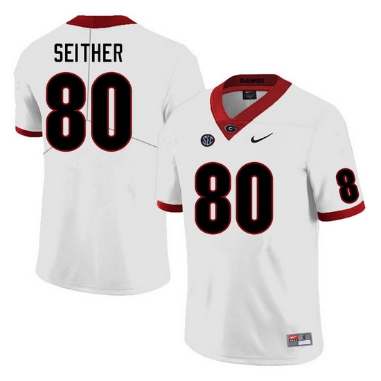 Men #80 Brett Seither Georgia Bulldogs College Football Jerseys Sale-White Men #80 Brett Seither Georgia Bulldogs College Football Jerseys Sale-White