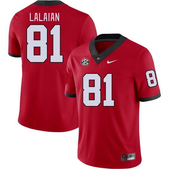 Men #81 David Lalaian Georgia Bulldogs College Football Jerseys Stitched-Red Men #81 David Lalaian Georgia Bulldogs College Football Jerseys Stitched-Red