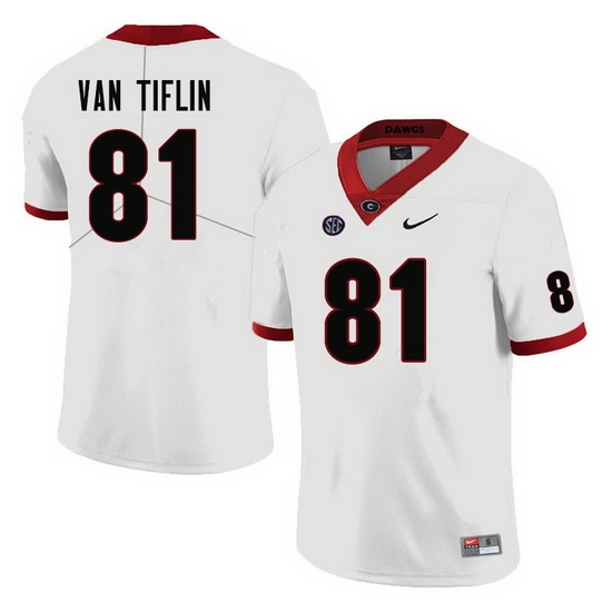 Men #81 Steven Van Tiflin Georgia Bulldogs College Football Jerseys-White Men #81 Steven Van Tiflin Georgia Bulldogs College Football Jerseys-White