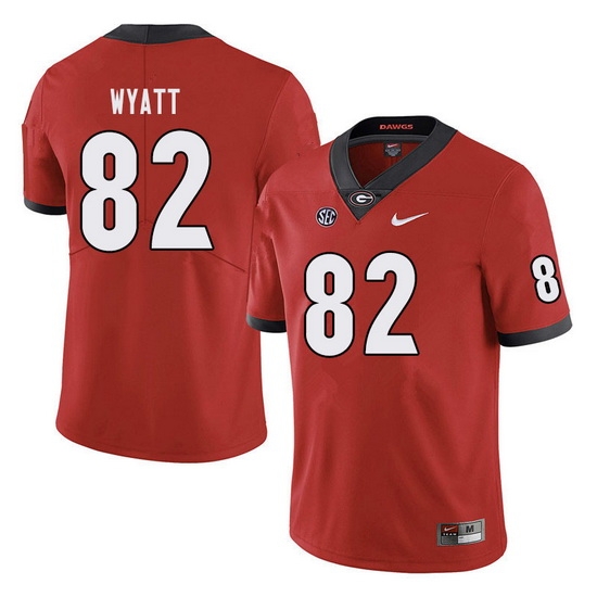 Men #82 Kolby Wyatt Georgia Bulldogs College Football Jerseys red Men #82 Kolby Wyatt Georgia Bulldogs College Football Jerseys red