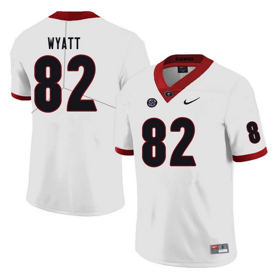 Men #82 Kolby Wyatt Georgia Bulldogs College Football Jerseys white Men #82 Kolby Wyatt Georgia Bulldogs College Football Jerseys white