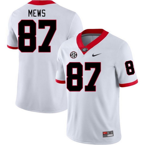 Men #87 Mekhi Mews Georgia Bulldogs College Football Jerseys Stitched-White Men #87 Mekhi Mews Georgia Bulldogs College Football Jerseys Stitched-White