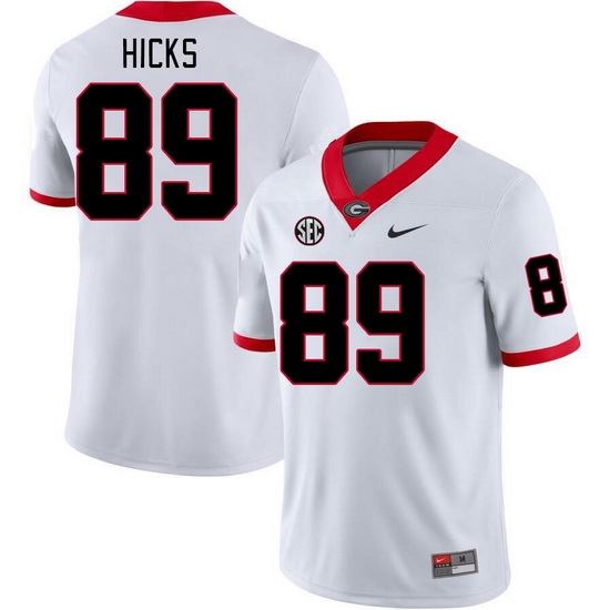 Men #89 Braxton Hicks Georgia Bulldogs College Football Jerseys Stitched-White Men #89 Braxton Hicks Georgia Bulldogs College Football Jerseys Stitched-White