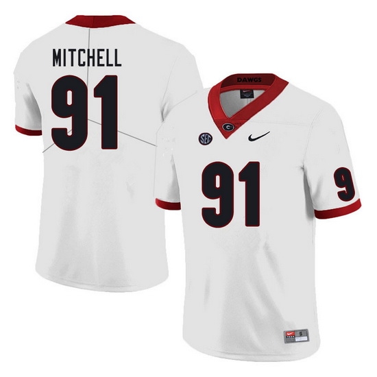 Men #91 Tymon Mitchell Georgia Bulldogs College Football Jerseys Sale-White Men #91 Tymon Mitchell Georgia Bulldogs College Football Jerseys Sale-White