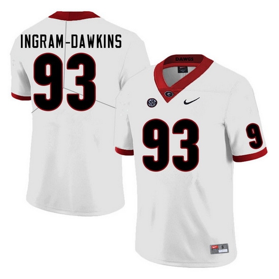 Men #93 Tyrion Ingram-Dawkins Georgia Bulldogs College Football Jerseys Sale-White Men #93 Tyrion Ingram-Dawkins Georgia Bulldogs College Football Jerseys Sale-White