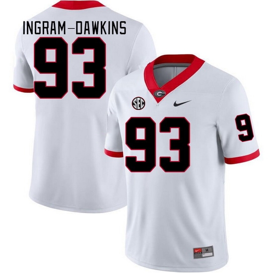 Men #93 Tyrion Ingram-Dawkins Georgia Bulldogs College Football Jerseys Stitched-White Men #93 Tyrion Ingram-Dawkins Georgia Bulldogs College Football Jerseys Stitched-White