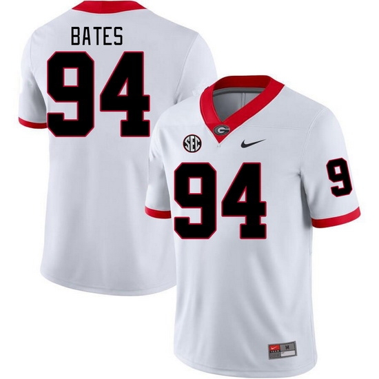 Men #94 Henry Bates Georgia Bulldogs College Football Jerseys Stitched-White Men #94 Henry Bates Georgia Bulldogs College Football Jerseys Stitched-White