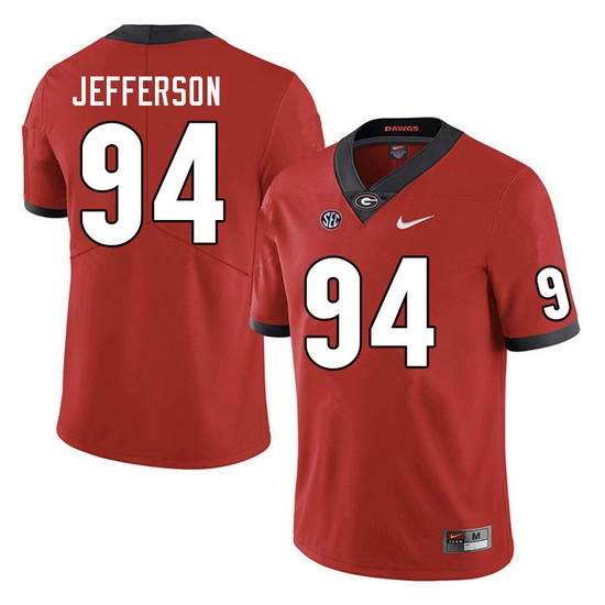 Men #94 Jonathan Jefferson Georgia Bulldogs College Football Jerseys Sale-Red Men #94 Jonathan Jefferson Georgia Bulldogs College Football Jerseys Sale-Red