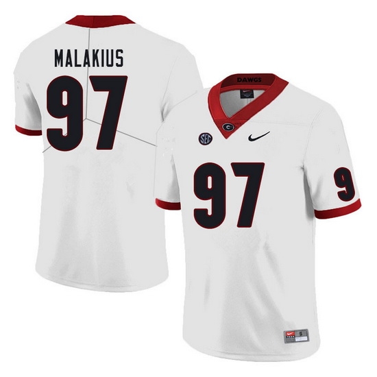 Men #97 Tyler Malakius Georgia Bulldogs College Football Jerseys Sale-White Men #97 Tyler Malakius Georgia Bulldogs College Football Jerseys Sale-White