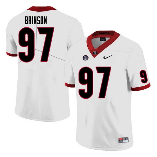 Men #97 Warren Brinson Georgia Bulldogs College Football Jerseys Sale-White Men #97 Warren Brinson Georgia Bulldogs College Football Jerseys Sale-White