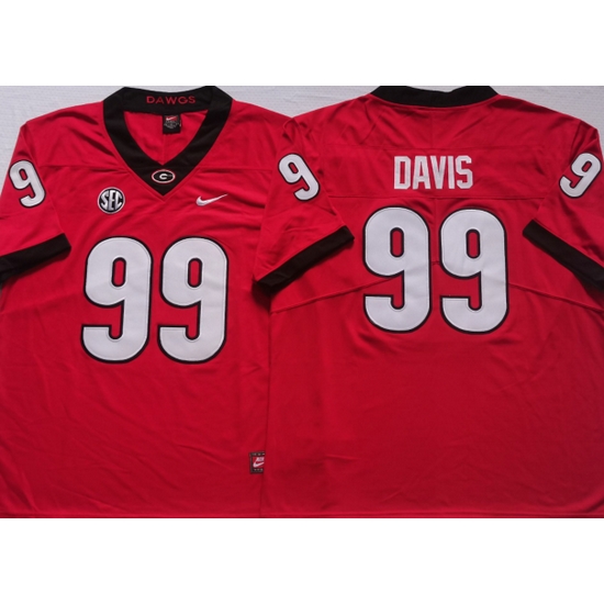 Men #99 Jordan Davis Georgia Bulldogs College Football Jerseys red Men #99 Jordan Davis Georgia Bulldogs College Football Jerseys red