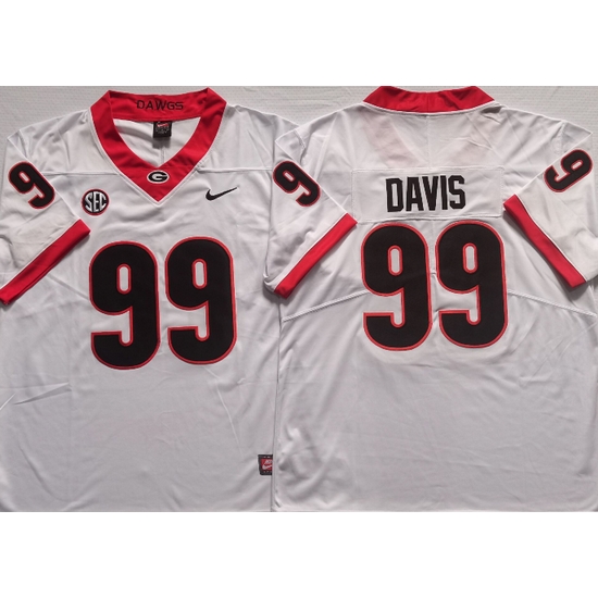 Men #99 Jordan Davis Georgia Bulldogs College Football Jerseys white Men #99 Jordan Davis Georgia Bulldogs College Football Jerseys white