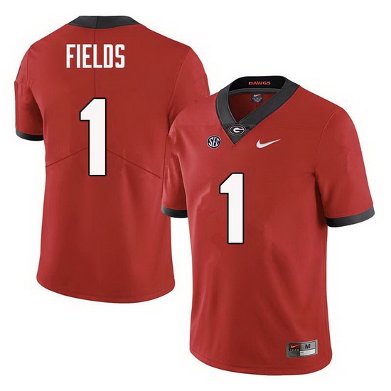 Men Georgia Bulldogs #1 Justin Fields College Football Jerseys Sale-Red Men Georgia Bulldogs #1 Justin Fields College Football Jerseys Sale-Red
